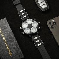 Montre pour homme à cadran surdimensionné, style punk euro-américain tendance, 5 mouvements, idéale pour les performances de DJ en boîte de nuit