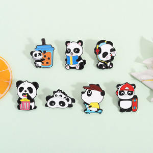 在庫あり 格安 漫画パンダバッジ 卸売 可愛い動物 メタル染色 エナメル ラペルピンセット - Product Image 3