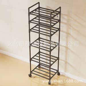 Étagère de rangement de cuisine multi-niveaux Jin Yahan avec roulettes, support pour four à micro-ondes, unité de rangement domestique à 6 niveaux en plastique - Product Image 4