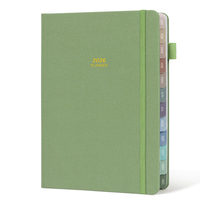 Agenda 2026 en spirale, hebdomadaire, mensuel, quotidien, couverture en lin, carnet de liste de choses à faire avec onglets mensuels colorés et poche intérieure