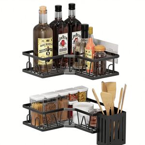 3 Pack Self Adhesive Black Coated <b>Bathroom</b> Shower <b>Corner</b> Caddy Wall Storage Organizer Rack Shelf Metal for <b>Bathroom</b> - Product Image 3