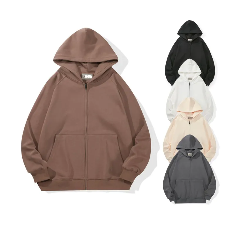 380G Heavyweight Cotton Zip Up Hoodies mit individuellem Stickerei Hoodie Overs ize Zipper-Up Sweat Jacket Zipper Hoodies