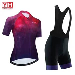 Oem Sublimation Printed Short Sleeve Bike Jersey Women Custom Cycling Jersey Road Bicycle Jersey Bibs For Cycle Racing