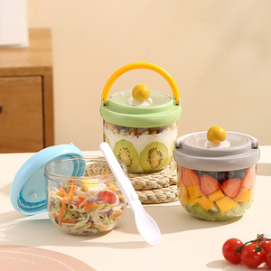 Portable Salad Cup Food Grade With Lid For Picnic Outing Breakfast Storage <b>Container</b> 500Ml - Product Image 2