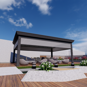 Açık Hava Panjurlu Alüminyum 10x12 Pergola, Perde Kaplamalı, Tenteli, Otopark Tarzı Pergola Seti, Guangzhou - Product Image 6