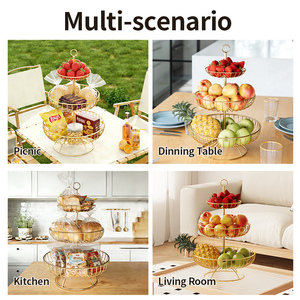 Panier à fruits en fil métallique à 3 niveaux personnalisable, panier de rangement pour fruits et légumes pour comptoir de cuisine, organisateur détachable pour pain et en-cas - Product Image 6