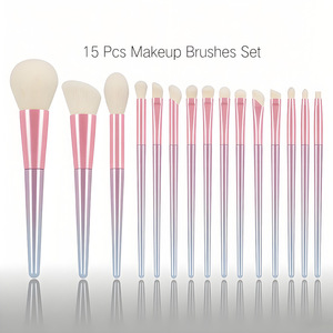 15pcs Professional Makeup Brush Set Nylon Bristles Gradient Resin Handle <b>Eye</b> Loose Powder Eyeshadow Cosmetic Brush Kit - Product Image 1