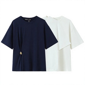 PB&ZA 2026 New Women's Breathable <b>Polyester</b> Casual O Neck Pullover Short Sleeve Solid Summer T-Shirts - Product Image 2