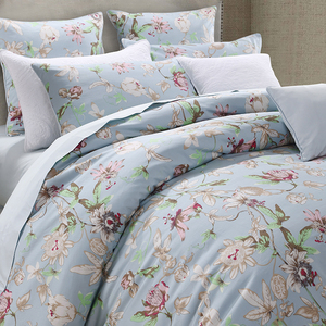 Sang Trọng In Ấn <span class=keywords><strong>Comforter</strong></span> Khăn Ga Giường Ai Cập Cotton 4Pcs Màu Xanh Sáng Bộ Đồ Giường Bộ - Product Image 2