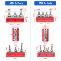 Barre de connexion à vis en cuivre 300A 48V pour véhicules automobiles, bateaux et applications marines