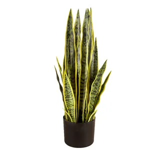 Plantes de taille moyenne, plantes de serpent artificielles, bord jaune artificiel, plantes en plastique pour décoration de maison, fête, 65 cm