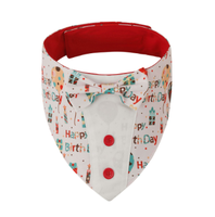 Bandana d'anniversaire pour chien en gros, foulard formel en coton pour animaux de compagnie avec nœud papillon pour costume de fête d'anniversaire