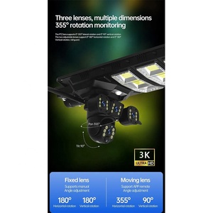Farola Solar Integrada de 100W 200W 300W con Cámara CCTV PTZ 4G, Iluminación de <span class=keywords><strong>Seguridad</strong></span> Inalámbrica para Exteriores, para Estacionamientos y Carreteras - Product Image 2