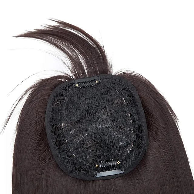 Hair Topper With Bangs Topper Hairpiece For Women Clip On Toupee With Thin Brown Top Side Bangs Middle Part