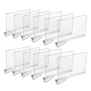 12 pièces acrylique étagère porte-brochure séparateur plastique diviseur placard pour armoire de rangement Organisation cintre diviseurs - Product Image 1