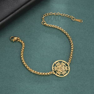 Pulsera de acero inoxidable para hombre y mujer, brazalete con forma de cubo de Metatrón, caja geométrica, sello de Ángel, regalo de joyería - Product Image 3