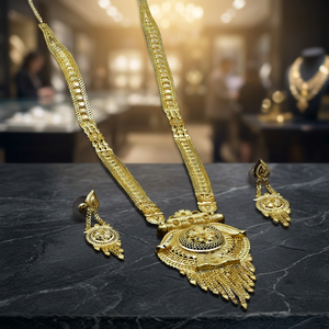 Wholesale Fashion Gold Plated 14K 18K 24K Traditional Long Wedding Jewelry Set Popcorn Chain Brass Necklace - Product Image 2