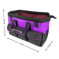 Sac à outils violet de 16 pouces pour femmes de grande capacité 14 poches fonctionnelles Fourre-tout pour le jardinage pour électricien