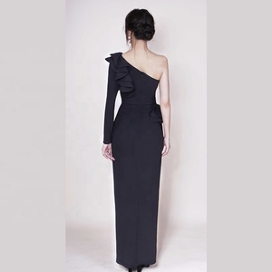De último negro hombro abertura Noche <span class=keywords><strong>Vestidos</strong></span> <span class=keywords><strong>Fiesta</strong></span> manga larga vestido damas de Bodycon vestido - Product Image 4