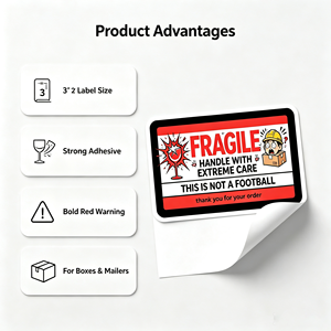 Etichette Adesive Fragile per Spedizioni in Rotolo, 3x2 Pollici, con Disegni di Bicchieri di <span class=keywords><strong>Vino</strong></span>, per Imballaggi E-commerce - Product Image 3