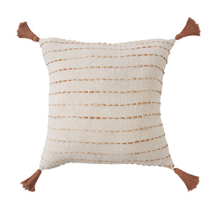 HMS 20 \ "cuscino decorativo in cotone bianco con bordi di nappe elegante cuscino per decorazioni per la casa - Product Image 1