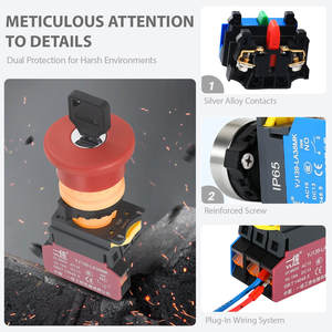 Botón <span class=keywords><strong>de</strong></span> <span class=keywords><strong>Emergencia</strong></span> con Bloqueo <span class=keywords><strong>de</strong></span> Llave LA38MK-ZSY <span class=keywords><strong>de</strong></span> 22 mm, Cabeza Roja, 10A, 2NC 1NC, Bloqueo <span class=keywords><strong>de</strong></span> Seguridad para Evitar el <span class=keywords><strong>Paro</strong></span> del Equipo, Conexión Rápida - Product Image 1