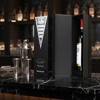 Boîtes cadeaux en carton rigide noir avec revêtement UV, gaufrage, doublure magnétique en éponge, personnalisables et jetables pour verres à vin