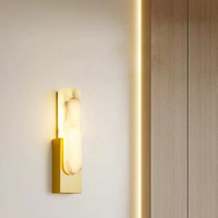 Applique murale design en albâtre avec source de lumière LED, style minimaliste moderne pour chambre et salon, corps en fer