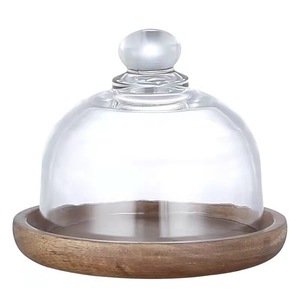 Vassoio in Legno di Acacia con Copertura in Vetro per Torte, Elegante Piatto da Servizio per Matrimoni e Feste, per Dessert, Caramelle e Macarons - Product Image 2