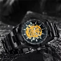 Winner 340 Top-Marke Automatische Armbanduhr Großhandel Günstiger Preis Luxus Herren Stahlarmband Skelett Mechanische Uhren für Männer Reloj