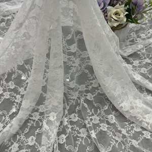 Prix bon marché dentelle blanche broderie florale maille cryptée fleur douce dentelle tissu Spandex dentelle pour robe de danse des femmes - Product Image 5