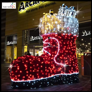 Lumières LED, décorations de Noël 2D et 3D, chaussettes de Noël, bottes du Père Noël, chaussures de Noël, décorations lumineuses du Nouvel An - Product Image 3