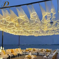 Rideau lumineux LED néon JINDA pour plafond de mariage, couleur bordeaux, courbes fluides, pour la décoration de plafond de mariage