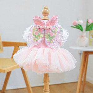 Ropa para Mascotas Primavera-Verano 2026, Vestido de Princesa con Mariposas y Encaje, Transpirable, para Perros y Gatos - Product Image 1