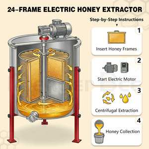 Extractor de Miel Eléctrico Programable OEM de 24 Cuadros con Pantalla Táctil, Grado Automático con Engranajes y Motor 220V/110V - Product Image 5