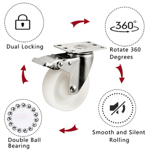 OEM Hochwertige Materialhandhabung Transport Weiße <span class=keywords><strong>3</strong></span>-Zoll 4-Zoll 5-Zoll Mittelschwere Nylon Edelstahl Schwenkbare Laufrollen - Product Image 4