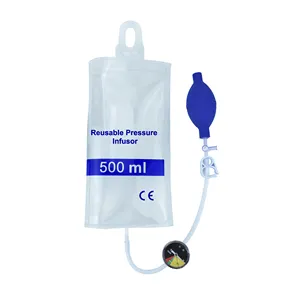 Bolsa de infusão manual reutilizável, 500 ml tpu transparente medidor de pressão aneróide infusor