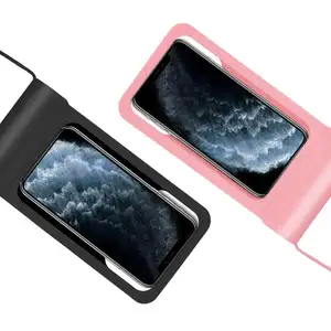 אוניברסלי IPX8 עור מפוצל עמיד למים טלפון פאוץ טלפון סלולרי תיק שקוף עמיד למים טלפון נייד מקרה