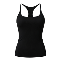 Débardeur de sport 2-en-1 pour femmes adultes, couleur unie, doux comme un nuage, mat, respirant, extensible dans quatre directions, avec coussinets intégrés et fines bretelles