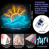 Letrero de Neón Personalizable con Diseño de Amanecer y Atardecer para Sala de Estar, Sala de Juegos, Decoración de Automóviles - Luz de Neón LED Regulable, Tamaño y Color Personalizables