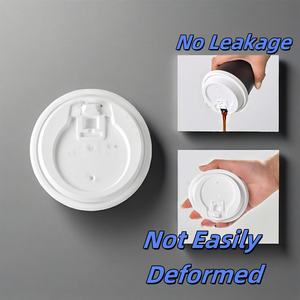 Tapa de vaso de papel de <span class=keywords><strong>caf</strong></span>é blanco de plástico PS desechable ecológico al por mayor para bebidas calientes, té, jugo, té de la leche, agujero para beber - Product Image 4