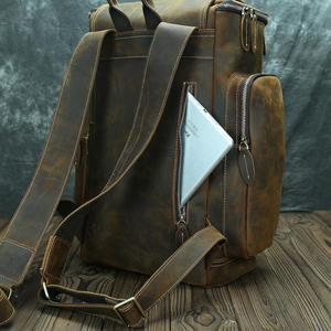 Sac à dos en cuir de vache véritable pour hommes, sac de voyage de grande capacité en cuir Crazy Horse, sacs à dos pour hommes - Product Image 3