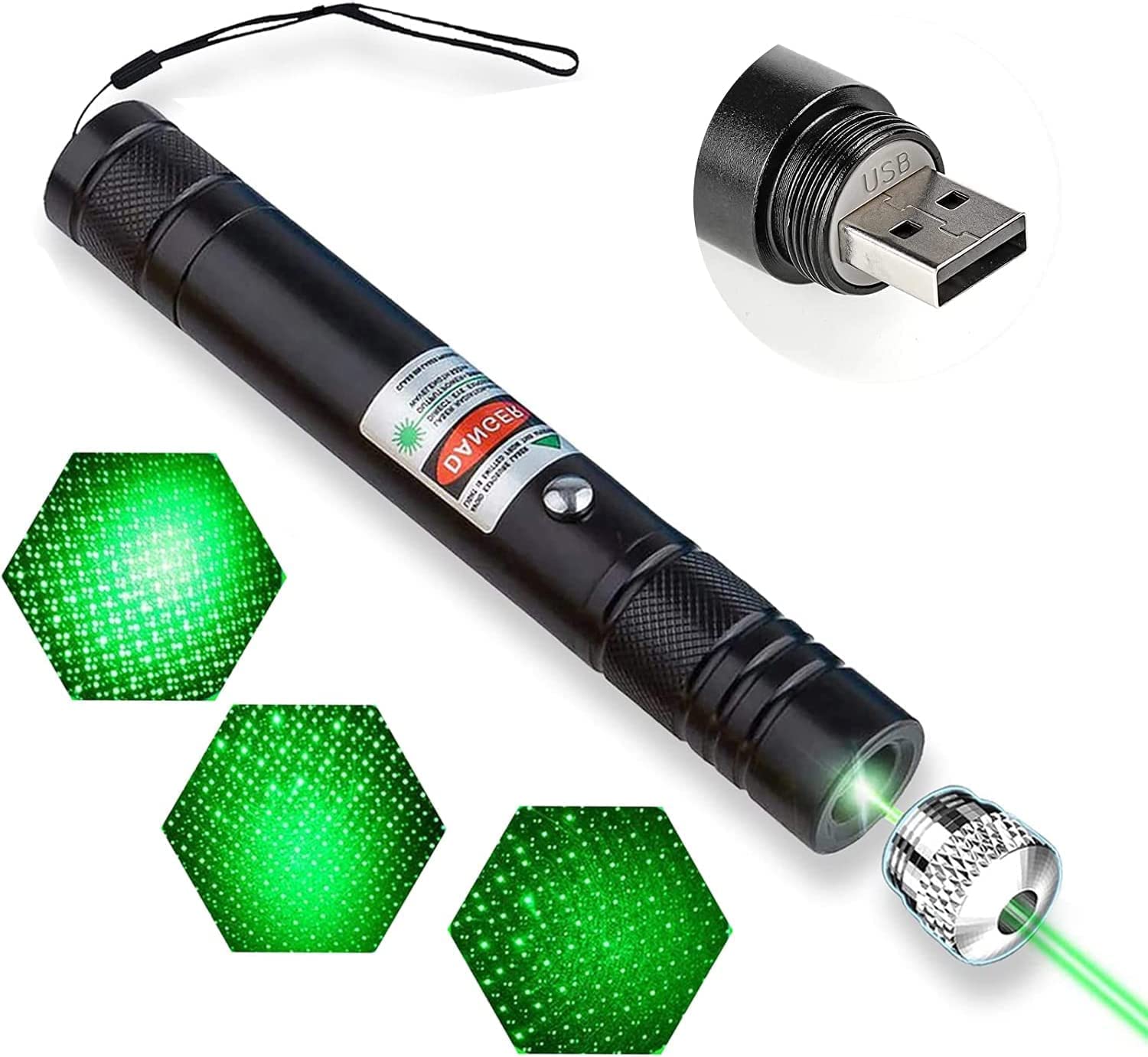 Hoge Krachtige Tactische Zaklamp Zaklampen Pen Licht Lange Afstand Verstelbare Focus Oplaadbare Groene Laser Pointer Met Zaklamp