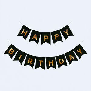 Pancarta de Feliz Cumpleaños con Letras Negras y Doradas, 14 Piezas, 4 Metros, Decoración para Fiesta - Product Image 2