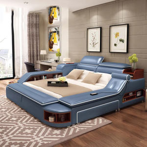 <span class=keywords><strong>Lit</strong></span> en cuir intelligent de luxe ultra-moderne pour chambre à coucher hôtel: fauteuil de massage inclinable canapé, <span class=keywords><strong>coffre</strong></span>-fort caché, haut-parleurs <span class=keywords><strong>multi</strong></span>-stockage - Product Image 2