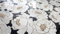 Carrelage mural en marbre de luxe, motif de fleurs de pivoines en marbre, jet d'eau, mosaïque