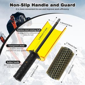 Kit de brosse rotative pour ski de 150 mm avec manche, axe et les 3 brosses (laiton, crin de cheval et nylon) avec sac de protection - Product Image 6
