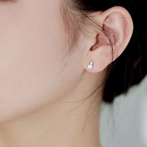 Dylam Non Tarnish Fade Free Hypoallergenic Women Fine Jewelry 5A Cubic Zirconia S925 Silver Blue Synthetic <b>Opal</b> Stud <b>Earrings</b> - Product Image 6