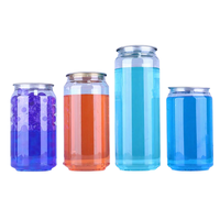 Boîte ronde en plastique PET de 250 ml, 330 ml, 500 ml pour thé boba, soda, café glacé, avec anneau d'ouverture facile et couvercle à ouverture facile