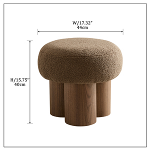Modern <strong>Adjustable</strong> Mushroom <strong>Stool</strong> with Brown Lamb Wool Seat and Barrel PVC Pipe Walnut Veneer-Hotel Bedroom Apartment Ottoman - Product Image 2